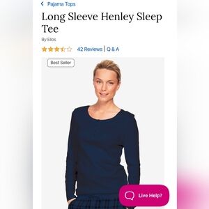 Woman within Long sleeve Henley sleep tee. Navy Blue. 1X (22-24) NWOT.